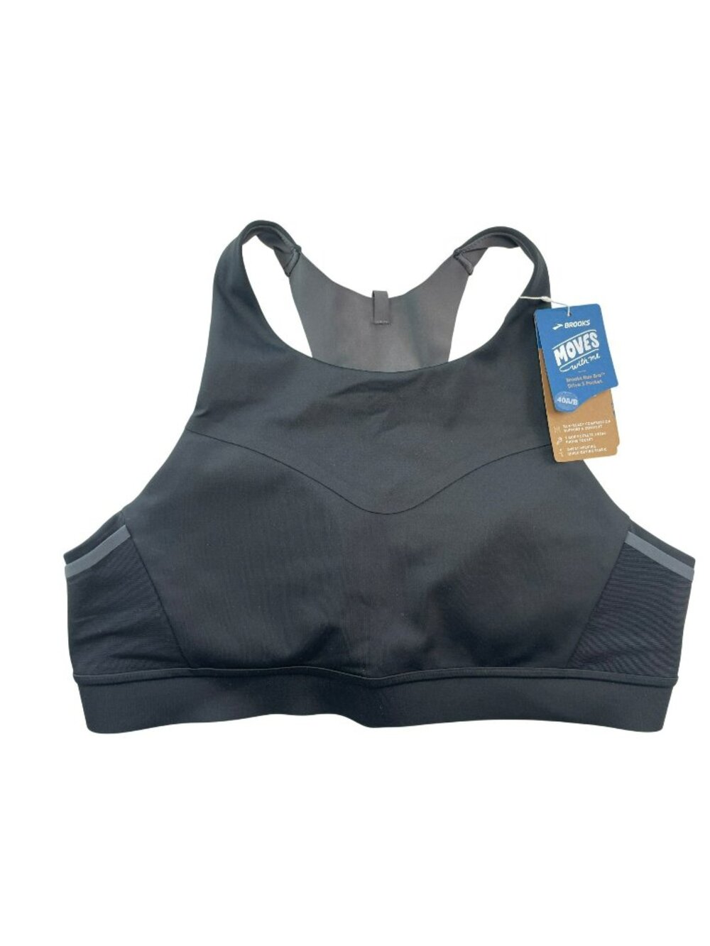 Brooks Drive 3 Pocket Run Bra Black Size 40A/B High Support Compression NWT
